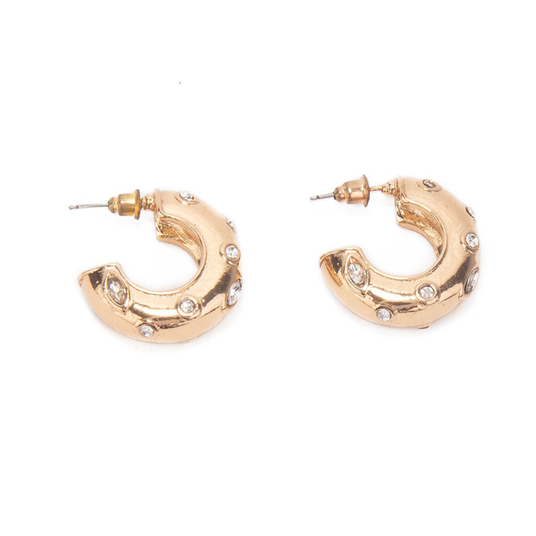 Golden Diamond Half Hoop Earrings