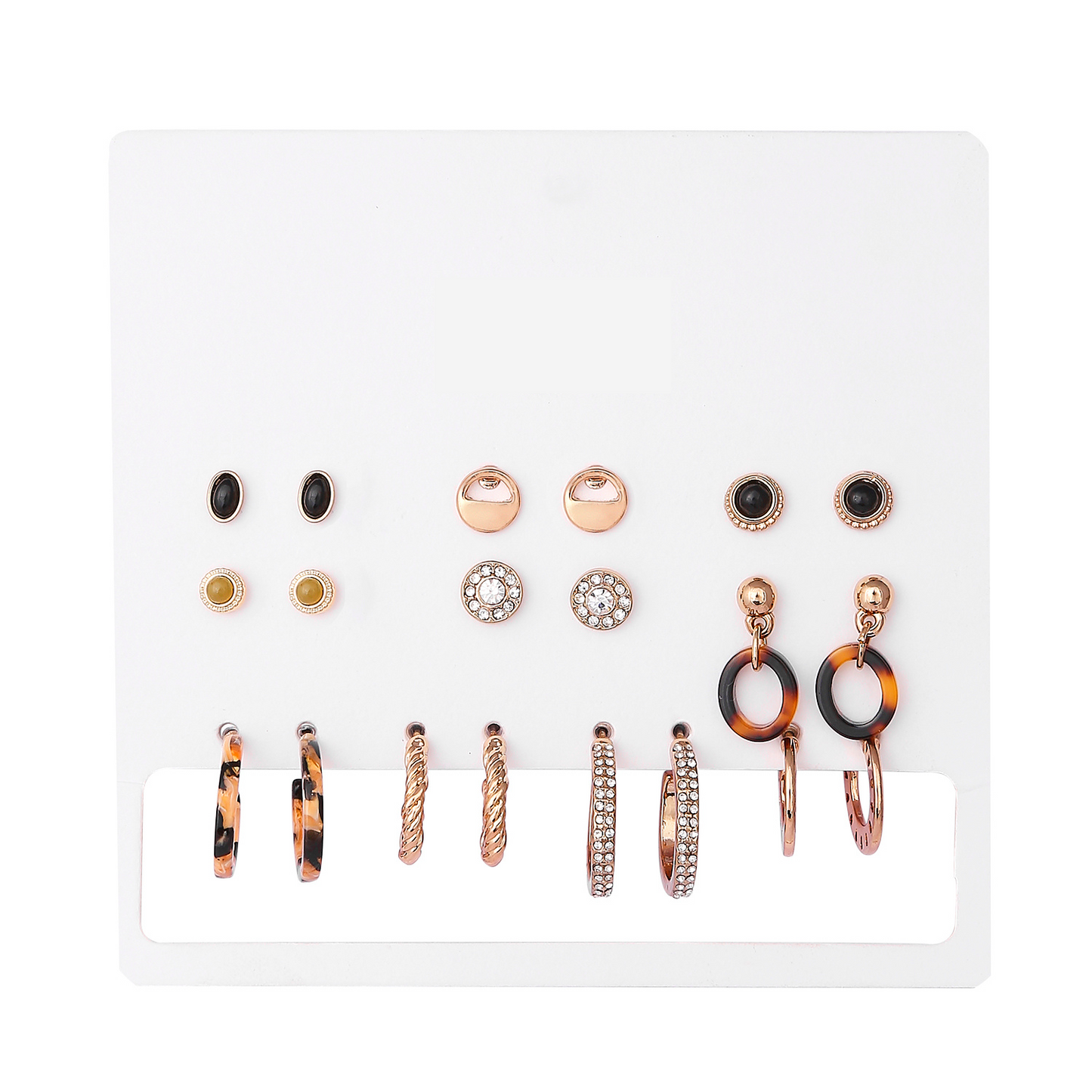 Rose Gold and Black Earrings Set