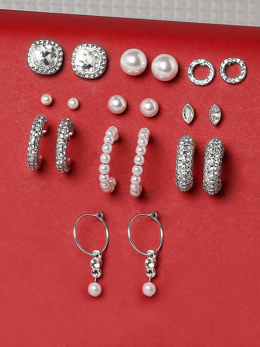 Silver Stud and Hoop Earrings